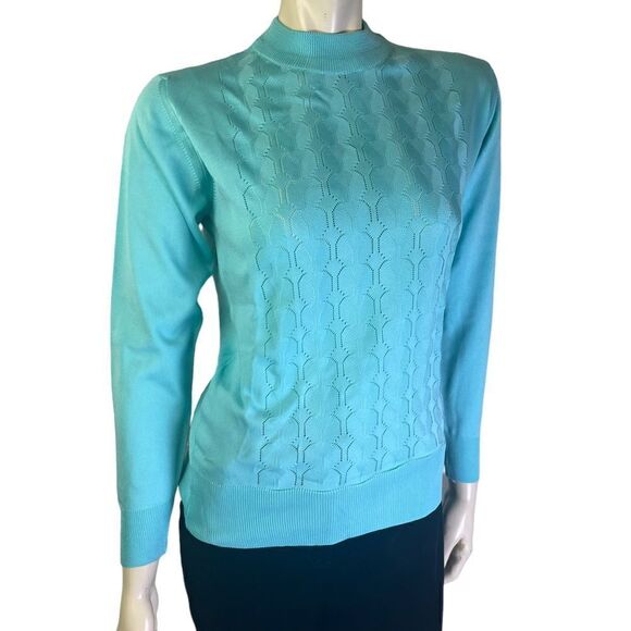 Original Beston Euatoriana Turquoise Leightweight Vintage Mock Neck Size S/M - Picture 3 of 11